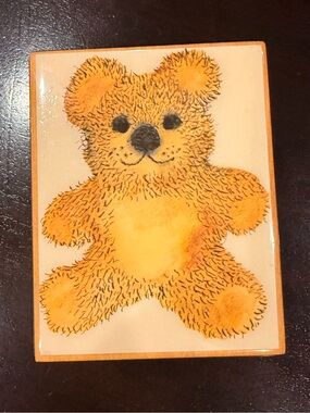 RARE!! VINTAGE REUGE TEDDY BEAR Jewelry Music Box with Mechanical Swiss Movement